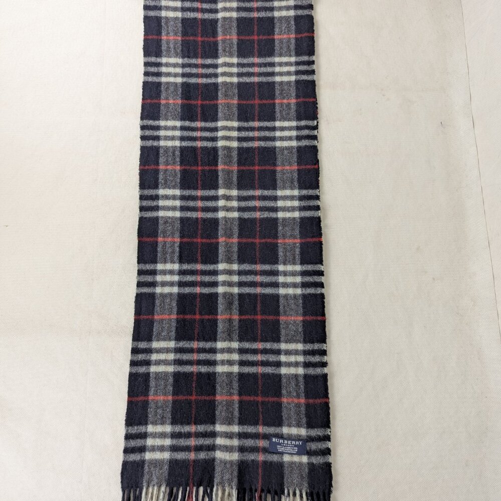 Burberry Lambswool Plaid Check Scarf Black Unisex | Warm & Soft | Quick Ship - Picture 3 of 6